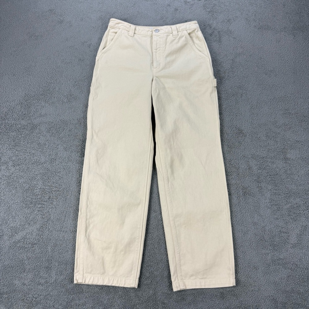 TNA Greenwich Carpenter Pants Cream Relaxed High-Rise Straight Jeans